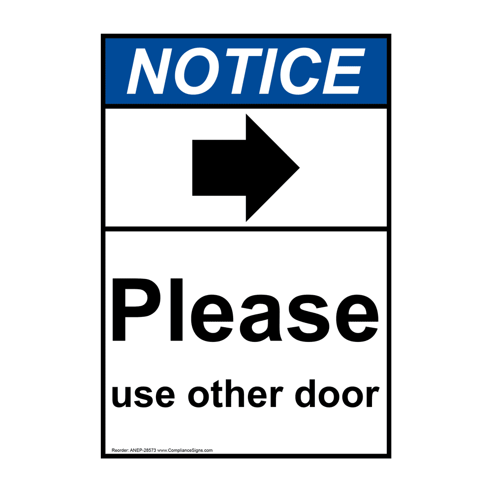 Vertical Please Use Other Door Sign with Symbol - ANSI NOTICE