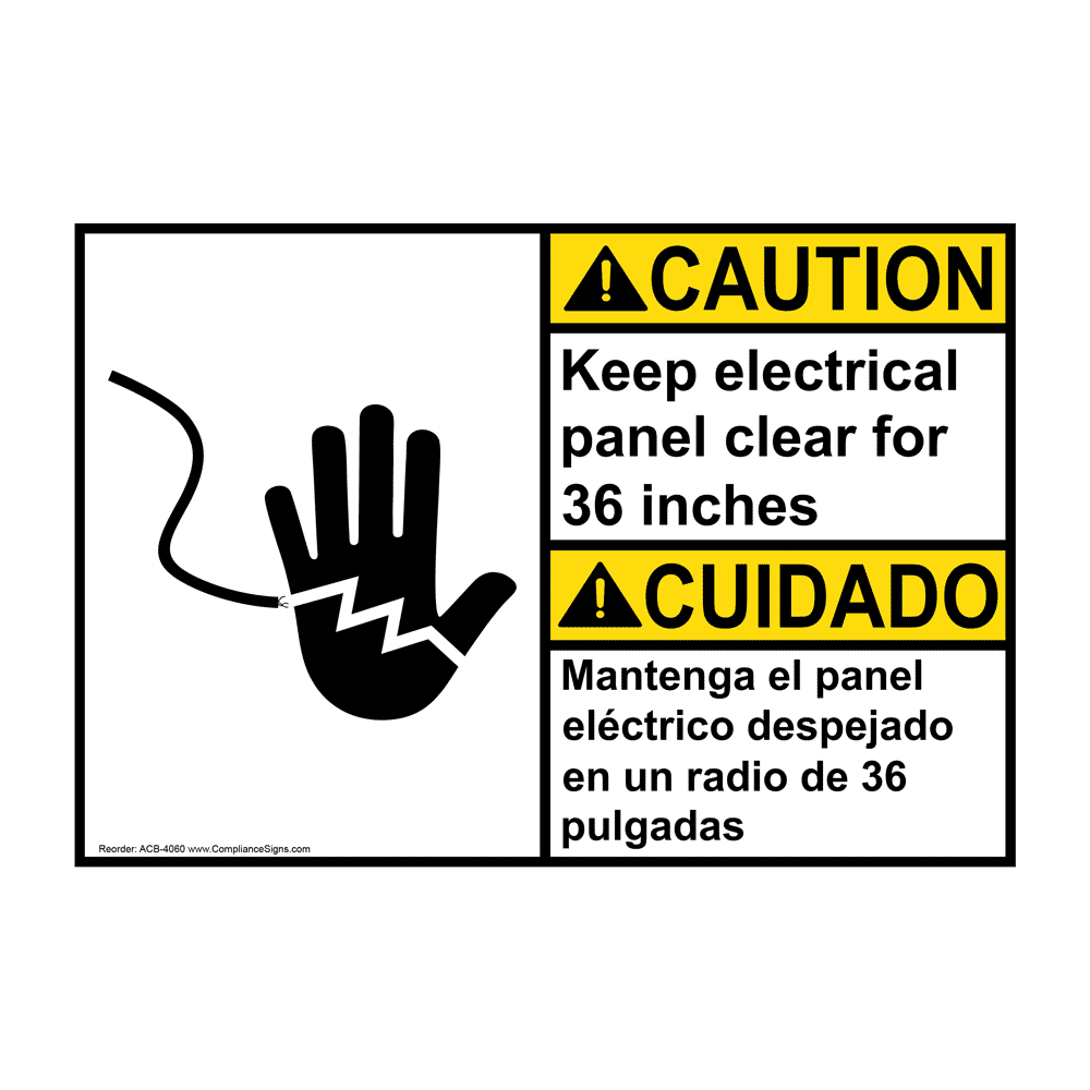 Caution Sign - Electrical Panel Clear 36 Inches Bilingual Sign - ANSI