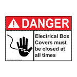 ANSI DANGER Electrical Box Covers Must Be Closed Sign ADE-2685