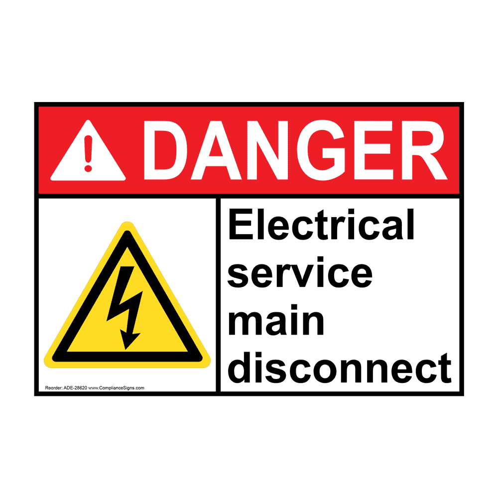 ANSI DANGER Electrical service main disconnect Sign with Symbol