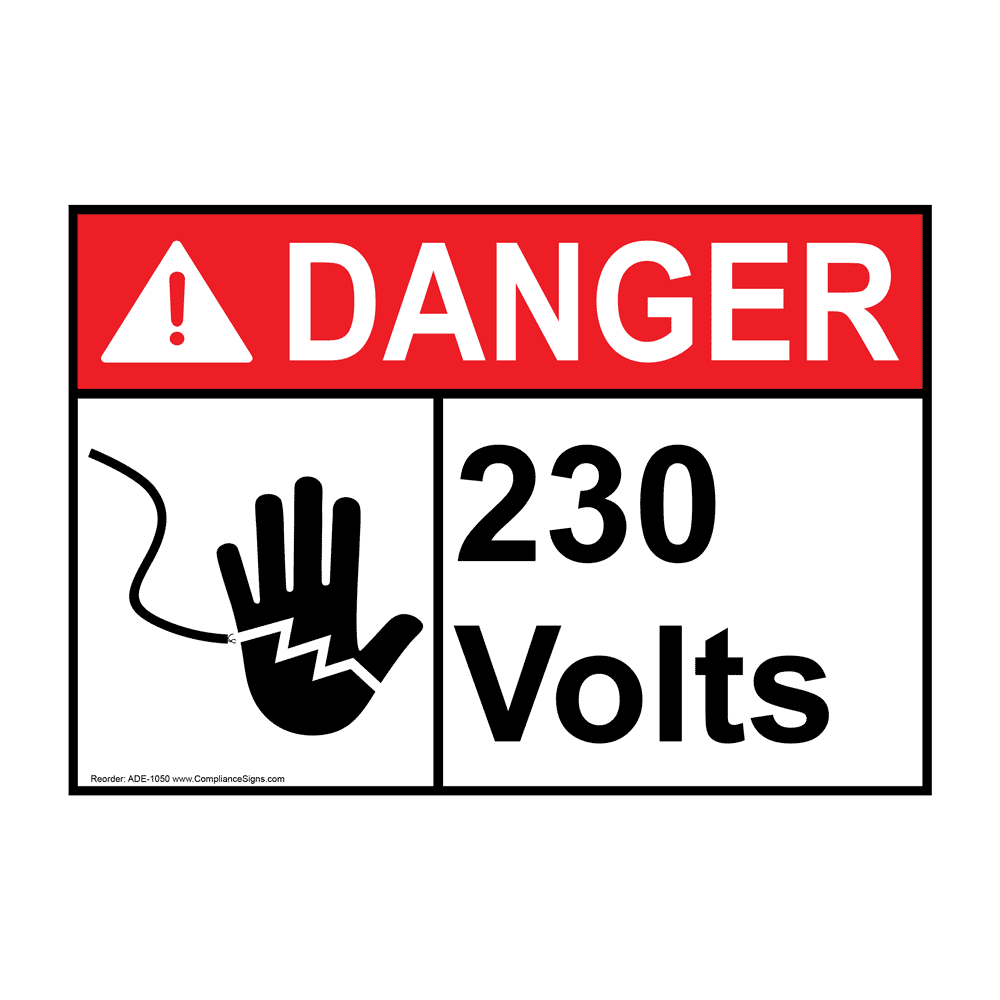 ANSI DANGER 230 Volts Sign with Symbol ADE-1050