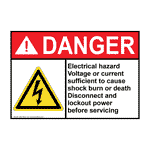 ANSI Electrical Hazard Voltage Or Sign With Symbol ADE-30270