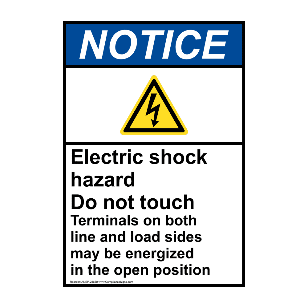 Vertical Electric Shock Hazard Sign - ANSI Notice - Shock Hazard