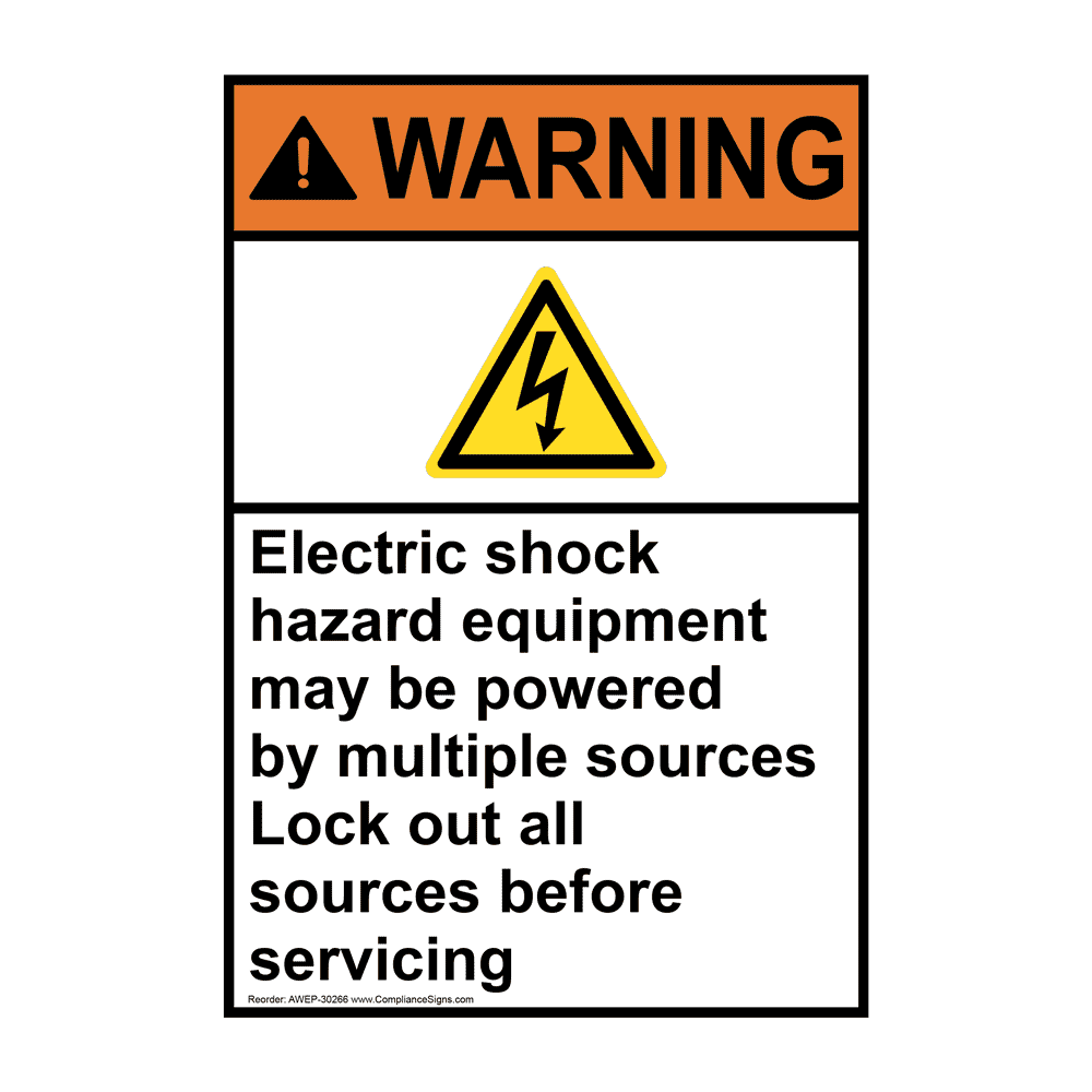 WARNING Sign - Electric Shock Hazard - ANSI Format - Easy Ordering