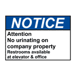 ANSI Attention No Urinating On Company Property Sign ANE-28683