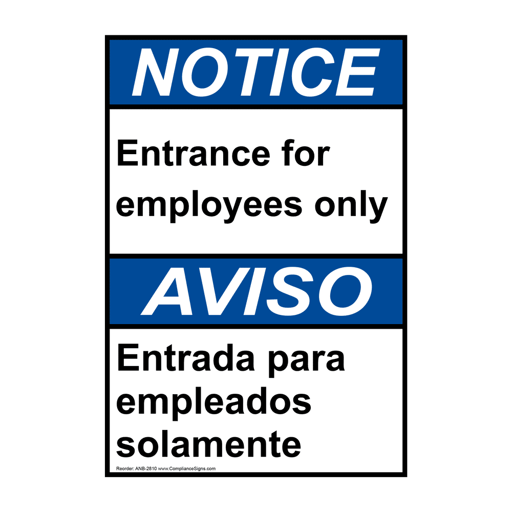 Aluminum Spanish Employees Only Beyond This Point Sign 14x10 in ANSI English 
