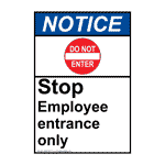 Portrait ANSI Stop Employee Entrance Only Sign With Symbol ANEP-29177