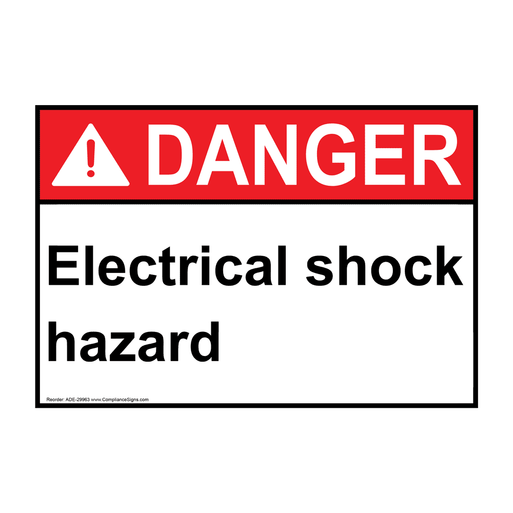 Rectangle White Electrical Shock Hazard Sign - ANSI