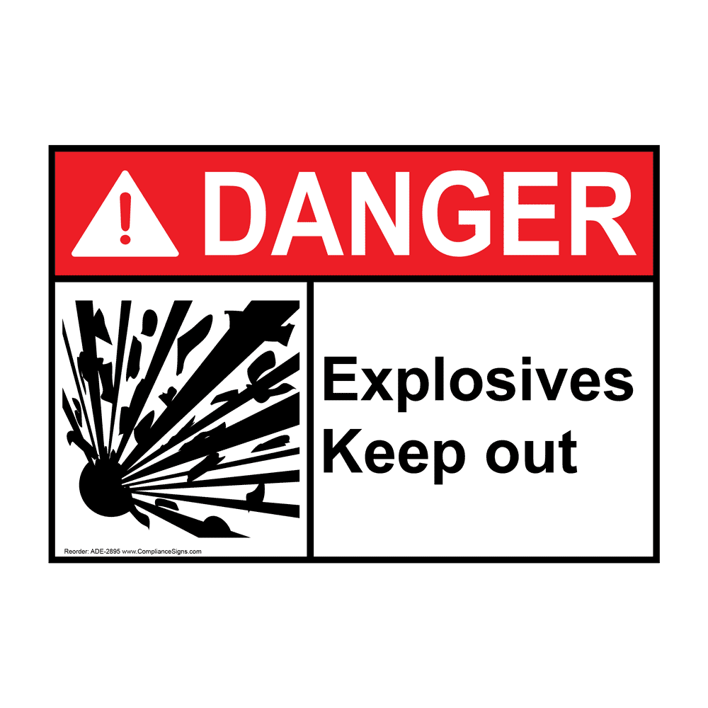 Aluminum USA-Made 14x10 in ANSI English Spanish Explosives Keep Out Sign 