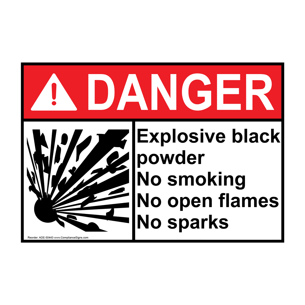 OSHA DANGER EXPLOSIVE BLACK POWDER NO SMOKING Sign with Symbol ODE-50443