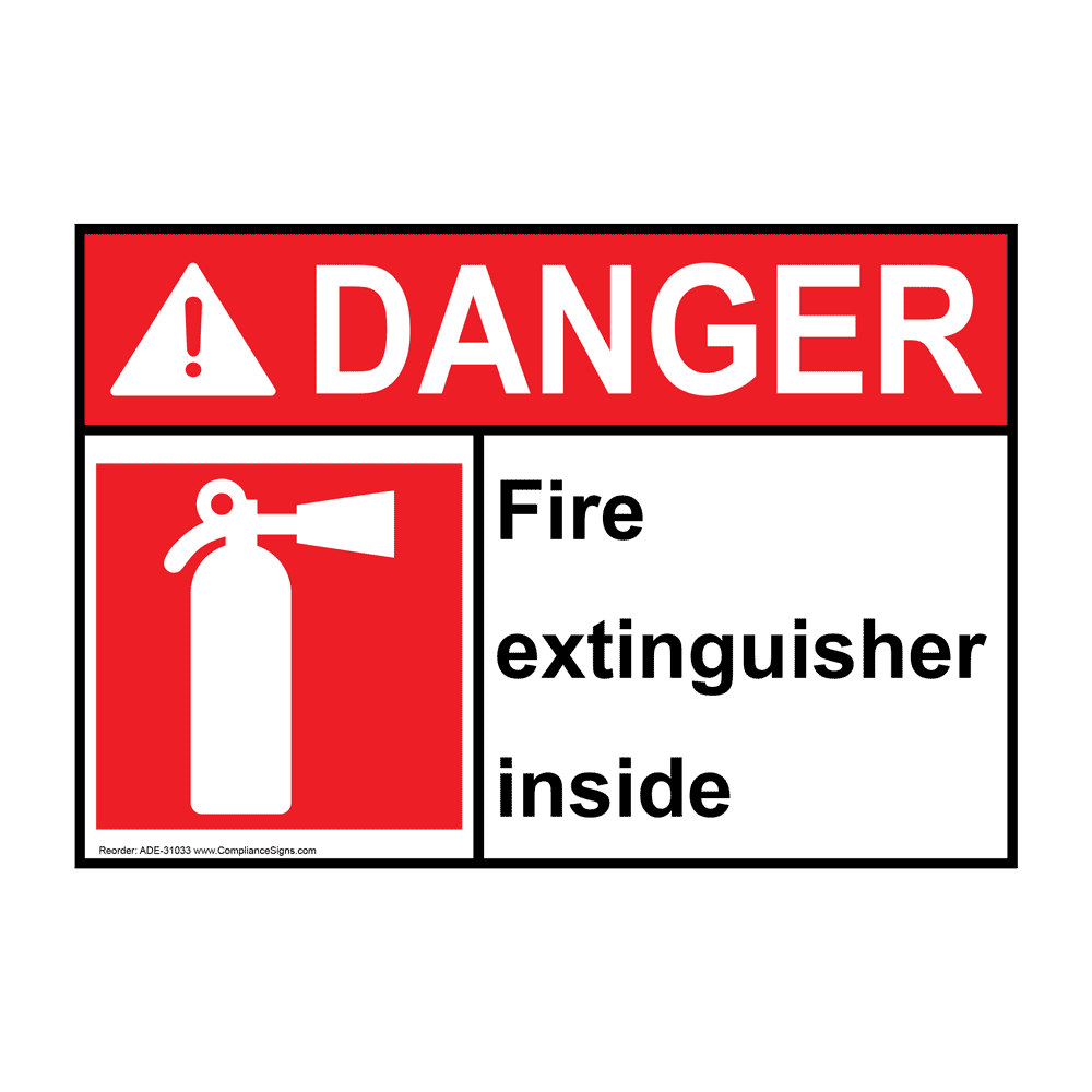 ANSI Fire Extinguisher Inside Sign - DANGER with Symbol