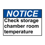 ANSI Check Storage Chamber Room Temperature Sign ANE-30956