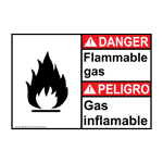 ANSI DANGER Flammable Gas Bilingual Sign ADB-3065 Flammable