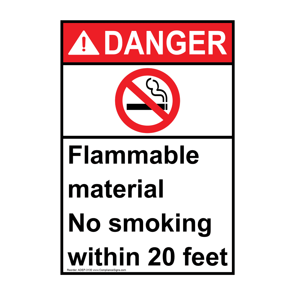 7 Height 7 Length Red/Black on White 7 Height 10 Wide 7 Length 0.004 Thickness Accuform MSMK031VS Adhesive LegendDANGER FLAMMABLE MATERIAL NO SMOKING WITHIN 20 FEET Sign Vinyl 0.004 Thickness 10 Wide