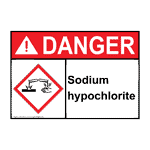 ANSI-GHS Sodium Hypochlorite Sign With Symbol ADE-38814