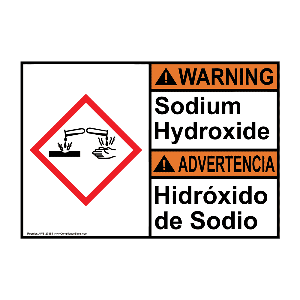 honyページ ANSI GHS Sodium Hydroxide - Hidróxido De Sodio Sign AWB-27885