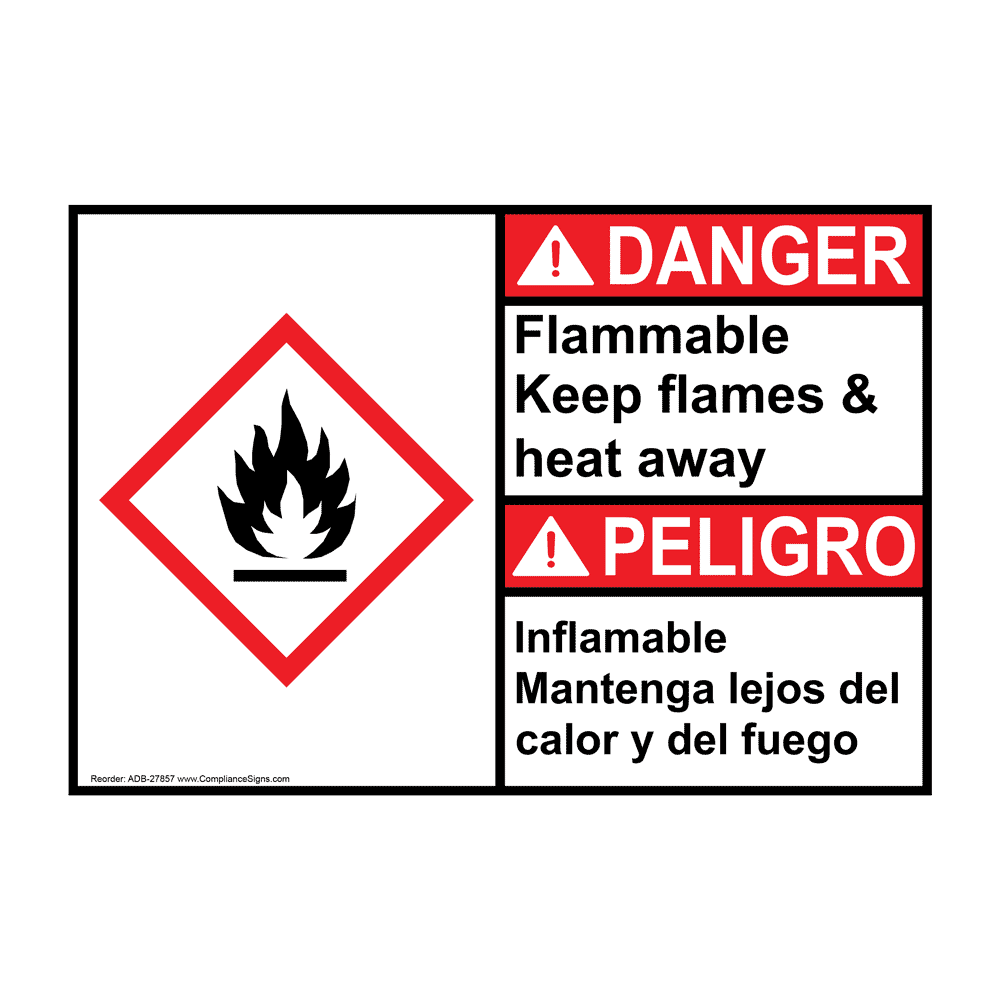 Flammable Keep Flames And Heat Away Sign ADB-27857 Hazmat Flammable