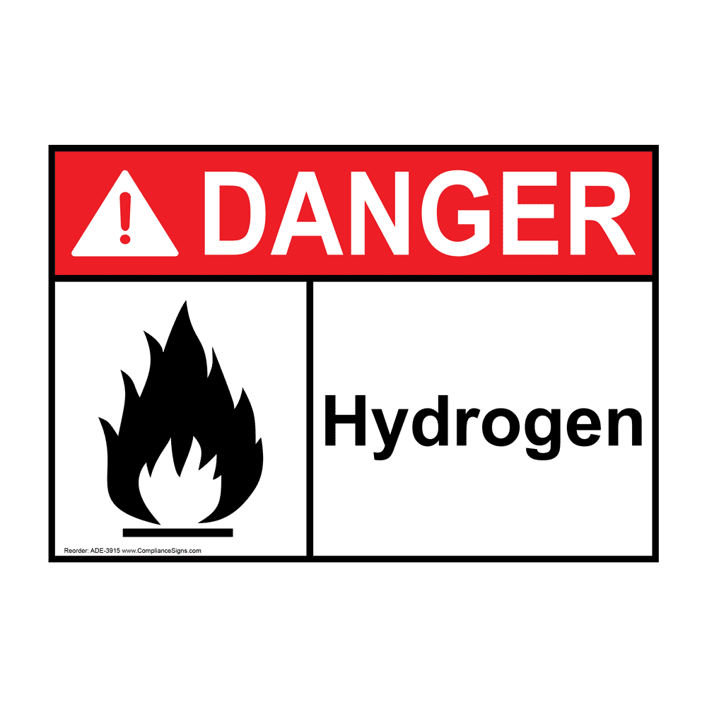 Danger Hydrogen Flammable Gas Metal/Aluminium Health & Safety UV Print Sign 