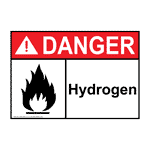 ANSI DANGER Hydrogen Sign ADE-3915 Hazardous Gas / Gas Lines