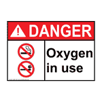 ANSI DANGER Oxygen In Use Sign ADE-5139 Hazardous Gas / Gas Lines