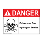 ANSI DANGER Poisonous Gas Hydrogen Sulfide With Symbol Sign ADE-5310