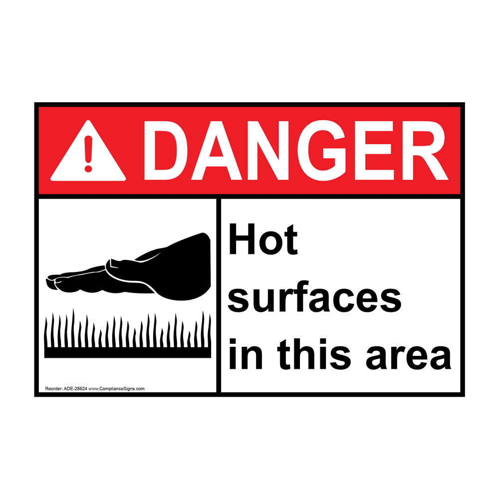 Danger Sign - Hot Surfaces In This Area - ANSI