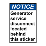 Portrait ANSI Generator Service Disconnect Located Sign ANEP-38216