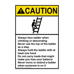 Portrait ANSI CAUTION Ladder Safety Sign ACEP-7904 Industrial Notices