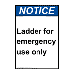 Portrait ANSI Ladder For Emergency Use Only Sign ANEP-38208