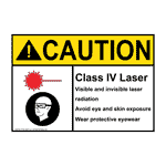 ANSI CAUTION Class Iv Laser Visible And Invisible Sign ACE-4246 Laser
