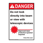 Portrait ANSI DANGER Do Not Look Into Beam Class IIIa Laser Sign ADEP-4226