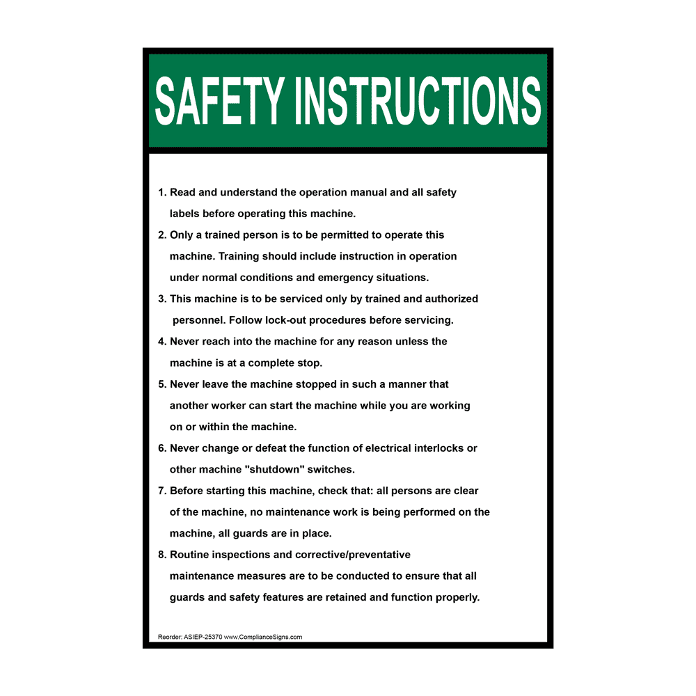 Vertical 1. Read And Understand The Operation Sign - ANSI