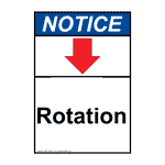 Portrait ANSI Rotation [Down Arrow] Sign With Symbol ANEP-32976
