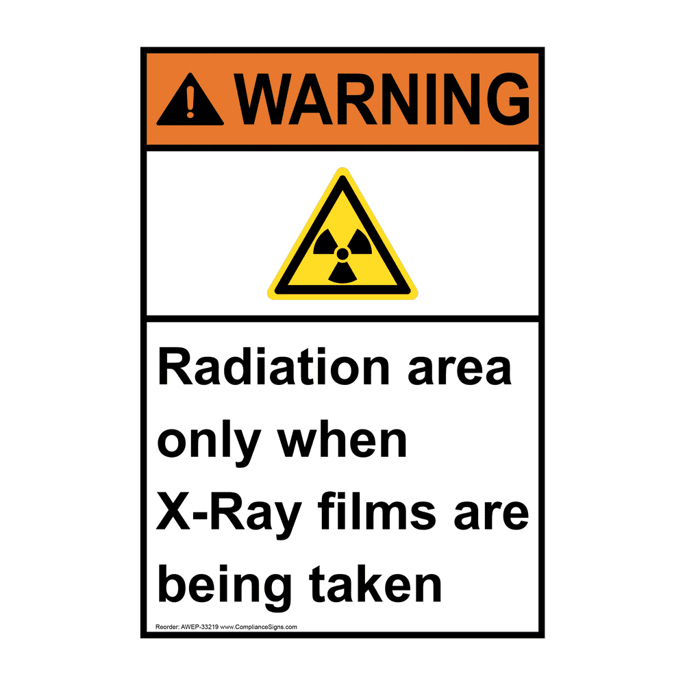 Vertical Radiation Area Only Sign - ANSI Warning - MRI / X-Ray / Microwave