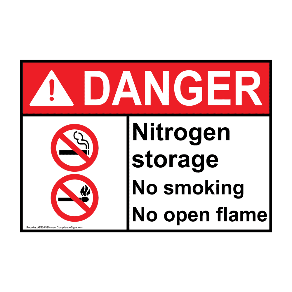 Vertical ANSI DANGER Nitrogen Sign with Symbol USA-Made 10x7 in Plastic 