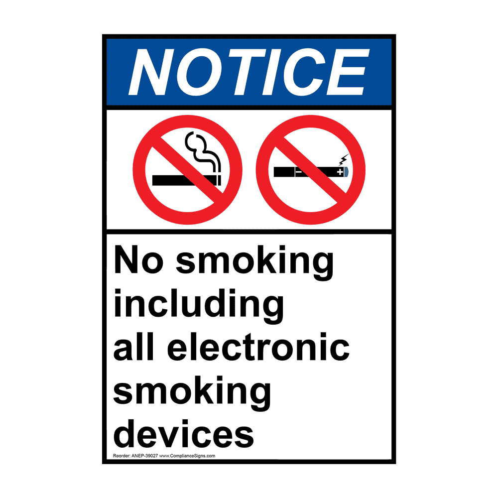 Vertical No Smoking Including Sign - ANSI Notice - No Smoking
