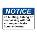 ANSI No Hunting, Fishing Or Trespassing Without Sign ANE-34321