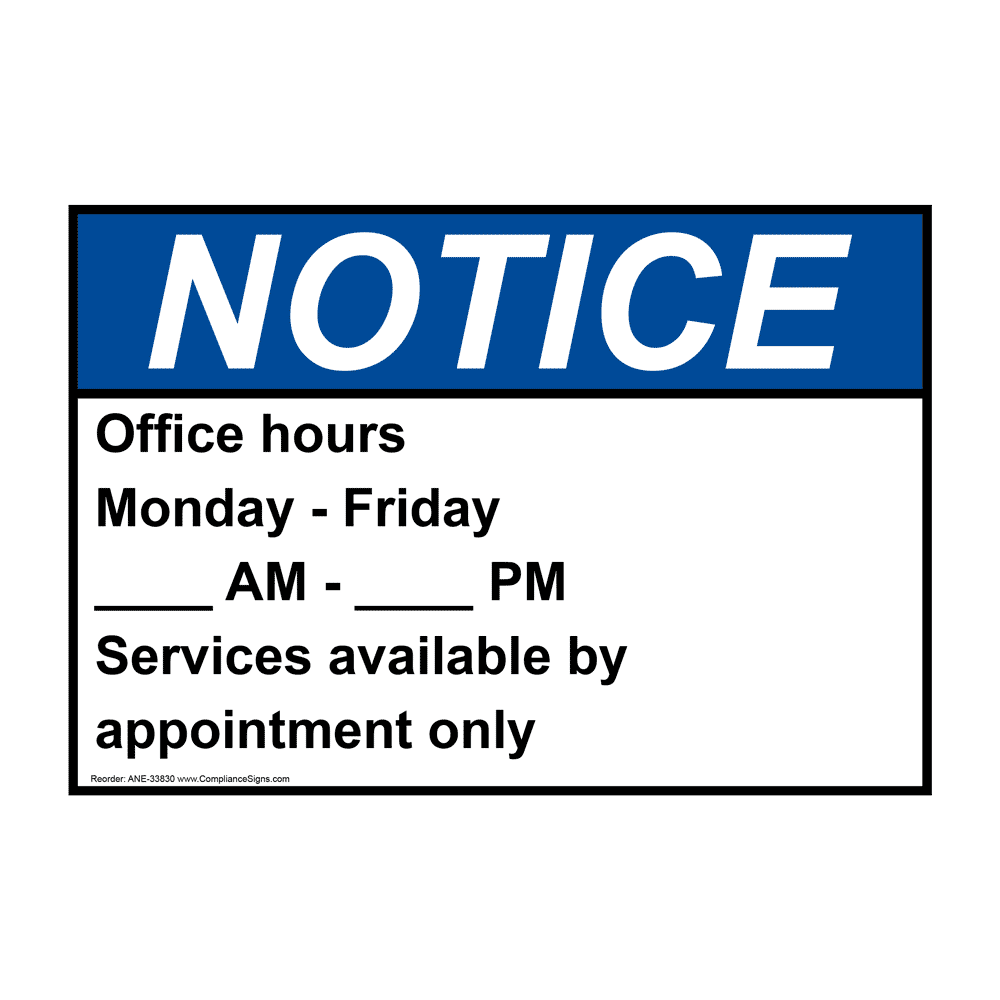 office hours by appointment only sign