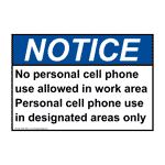 ANSI No Personal Cell Phone Use Allowed In Work Sign ANE-35227