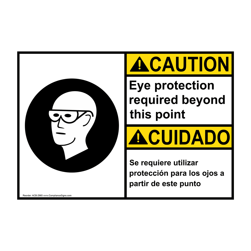 Spanish Safety Glasses Required In This Area Sign 10x7 Plastic ANSI English 