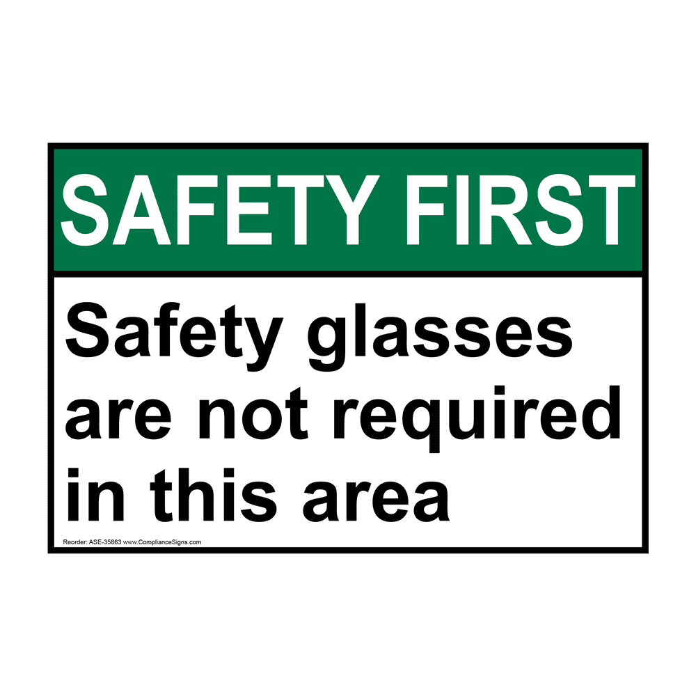 Caution Safety Glasses Required OSHA Safety Label Decal 4-Pack Vinyl 5x3.5 in 