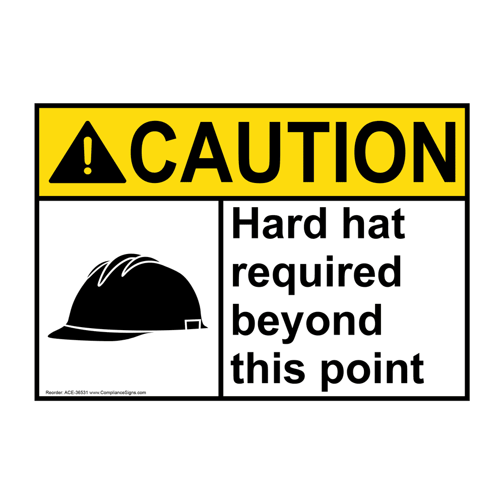 LegendCAUTION HARD HATS REQUIRED 7 Length x 10 Width Black on Yellow LegendCAUTION HARD HATS REQUIRED 7 Length x 10 Width Accuform MPPE613VA Aluminum Sign 
