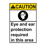 Portrait ANSI CAUTION Eye And Hearing Protection Required Sign ACEP-2910 PPE