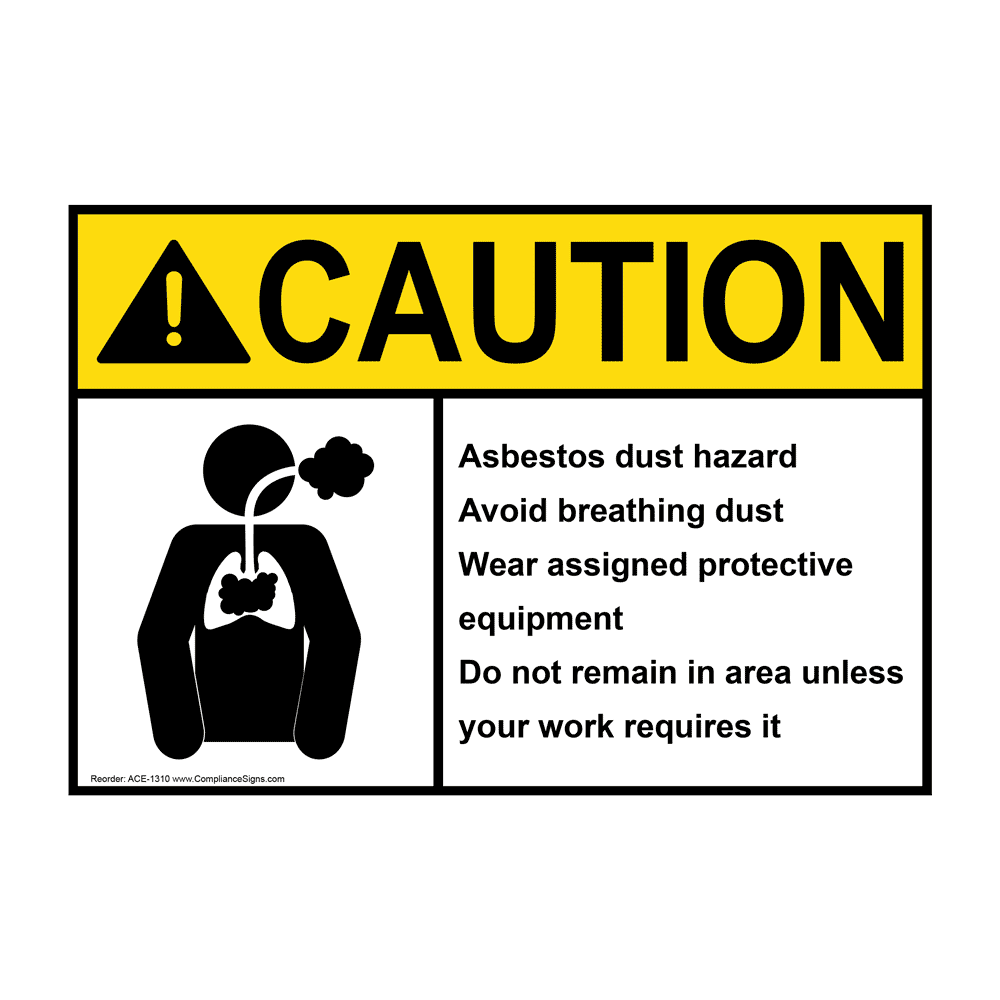 Caution Asbestos, No Admittance, Wear Protective Clothing Safety