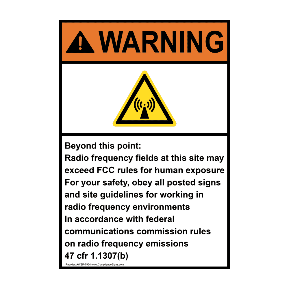 Vertical Radio Frequency Fields Fcc Rules Sign - ANSI Warning