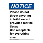 Portrait ANSI Please Do Not Throw Anything In Sign ANEP-37038