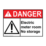 ANSI DANGER Electric Meter Room No Storage Sign ADE-2680 Wayfinding