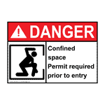 ANSI DANGER Confined Space Permit Required Sign With Symbol ADE-1880