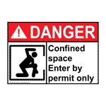 ANSI DANGER Confined Space Enter By Permit Only Sign ADE-1900