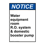 Portrait ANSI Water Equipment Room R.O. System Sign ANEP-36797